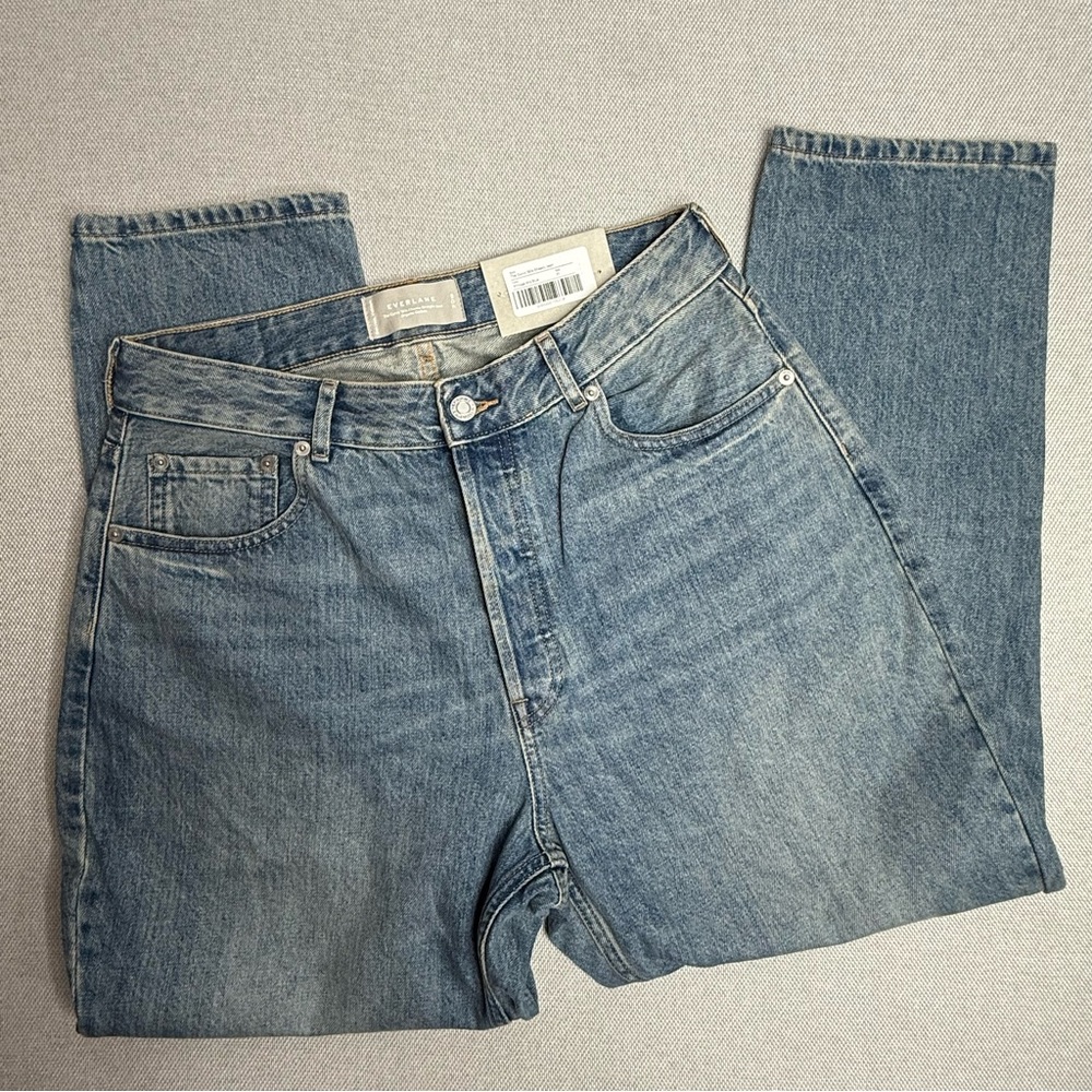 Everlane Curvy 90’s Cheeky Jean Straight NWT 31 Vintage Mid Blue Organic Cotton